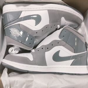 Gray and White High-Top Sneakers